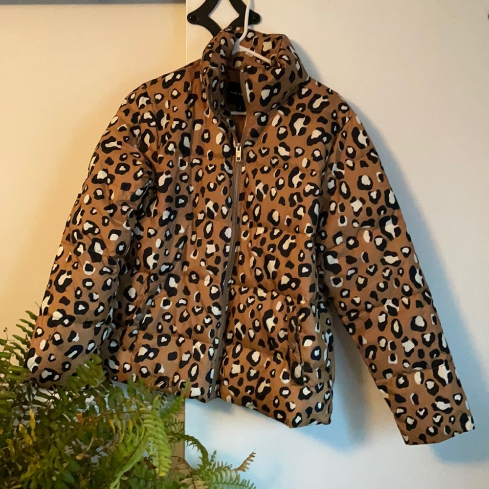Who What Wear leopard puffer coat